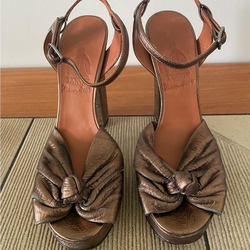 Lanvin Metallic Brown Heeled Sandals Size IT 36.5